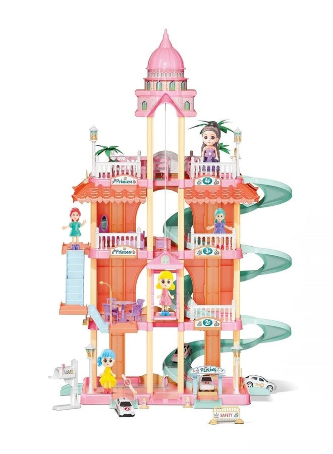 Avarin Dream Castle Racing Track House for 3-10+ Year Old Girl, Doll Building Mini House Little Girls Funny House Child Pretend Play with Toys Furniture Indoor Accessories and Doll for Girls - Image 1